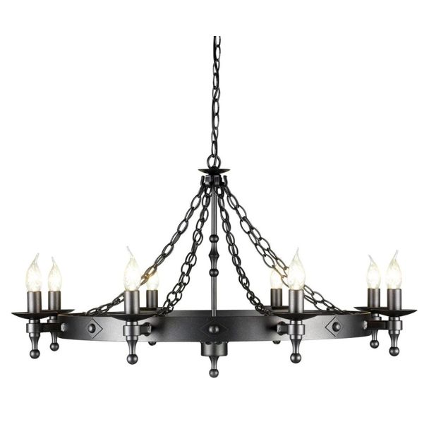 ELSTEAD WARWICK WR8 GRAPHITE 8Lt Chandelier