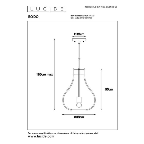 LUCIDE BODO 01400/38/72 LAMPA WISZĄCA - NOWOCZESNA