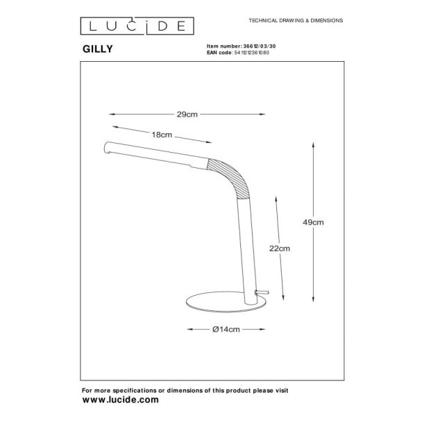 LUCIDE 36612/03/30 GILLY LAMPA STOJĄCA