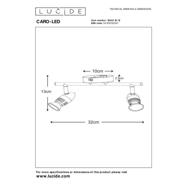 LUCIDE CARO-LED 13955/10/12 LAMPA SUFITOWA - REFLEKTOR