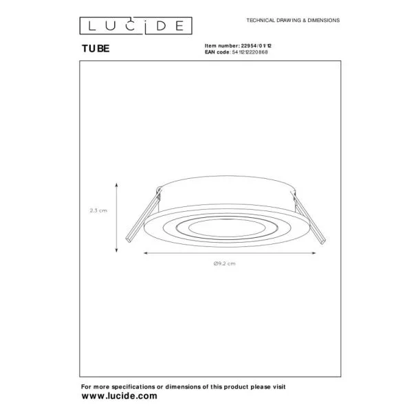 LUCIDE TUBE 22954/01/12 LAMPA SUFITOWA - OCZKA