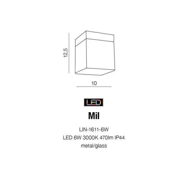 AZZARDO LIN-1611-6W-WH / AZ2067 Mil (white) Lampa sufitowa