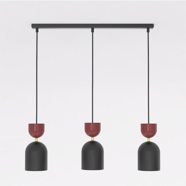 EMIBIG 1737/3B GAUDI 3 BLACK BURGUNDY Lampa wisząca