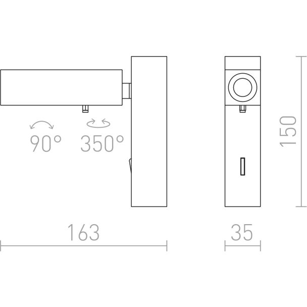 RENDL R12473 FADO I ścienna czarna 230V LED 3W 45° 3000K