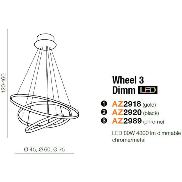 AZZARDO AZ2918 Wheel 3 Dimm (gold)