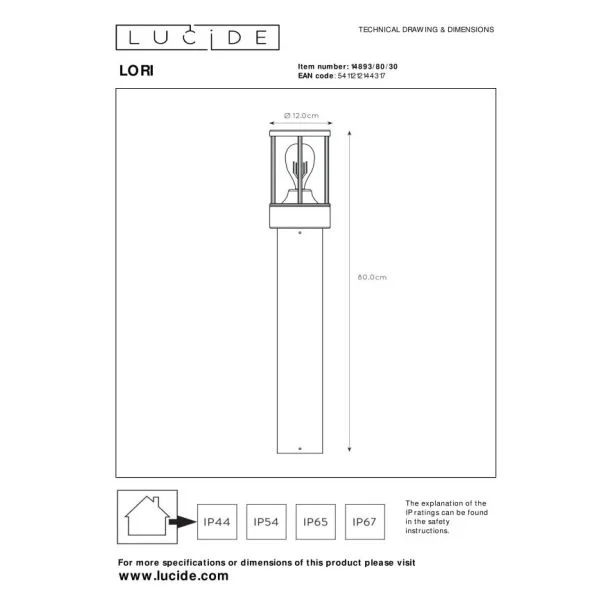 LUCIDE LORI 14893/80/30 LAMPA STOJĄCA - ZEWNĘTRZNA NOWOCZESNA