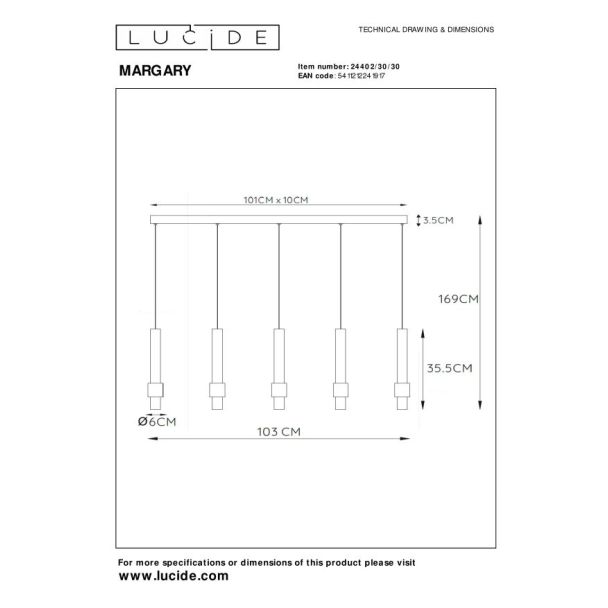 LUCIDE 24402/30/30 LAMPA WISZĄCA NOWOCZESNA LEDMARGARY