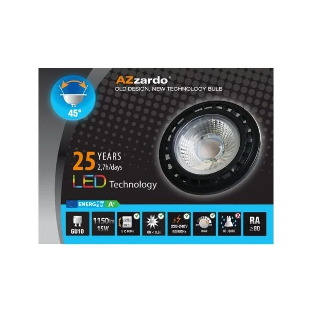AZZARDO AZ1876 AZZARDO LED 15W ES111 BK DIMM 4300 LL210151 żarówka czarny