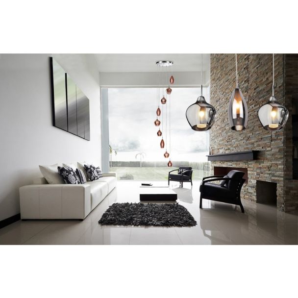 AZZARDO AZ4014 AMBER MILANO 9 BRASS lampa wisząca miedziany