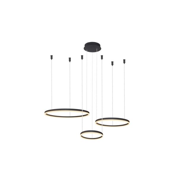 AZZARDO AZ4972 HALO PENDANT 80+60+40 CCT BK + pilot lampa wisząca czarny