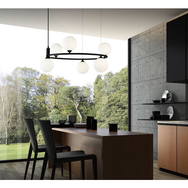 MAYTONI MOD013PL-06B Modern Ring Pendant Lamp Black