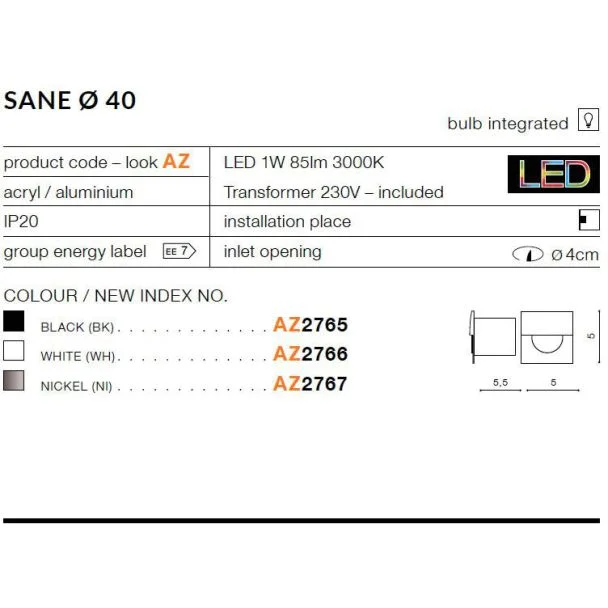 AZZARDO AZ2767 Sane FI 40 (nickel)