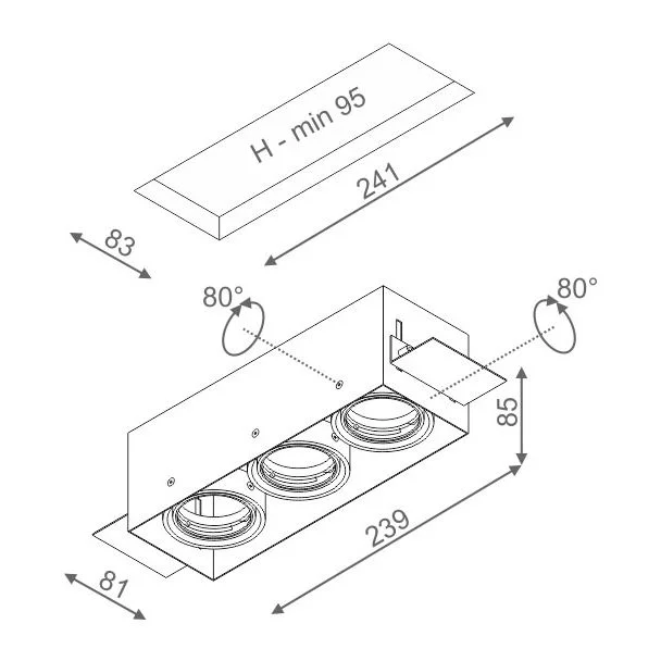 AQFORM 37013 SQUARES 50x3 trimless 230V wpuszczany