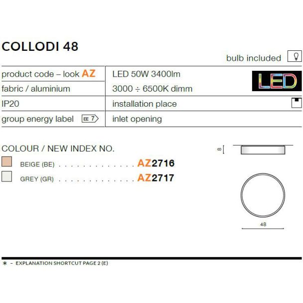 AZZARDO AZ2717 Collodi 48 CCT (grey)