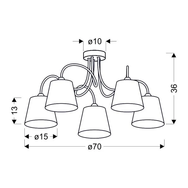 CANDELLUX 35-70753 LUK LAMPA WISZĄCA 5X40W E14 CHROM