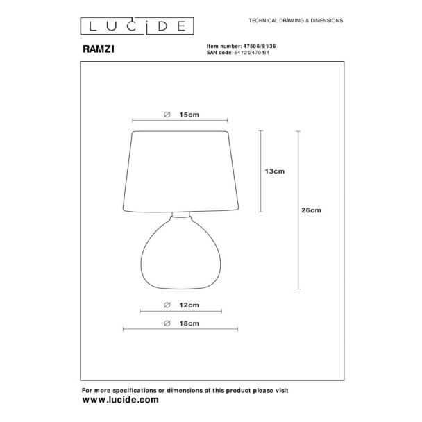 LUCIDE RAMZI 47506/81/36 LAMPA STOJĄCA - STOŁOWA