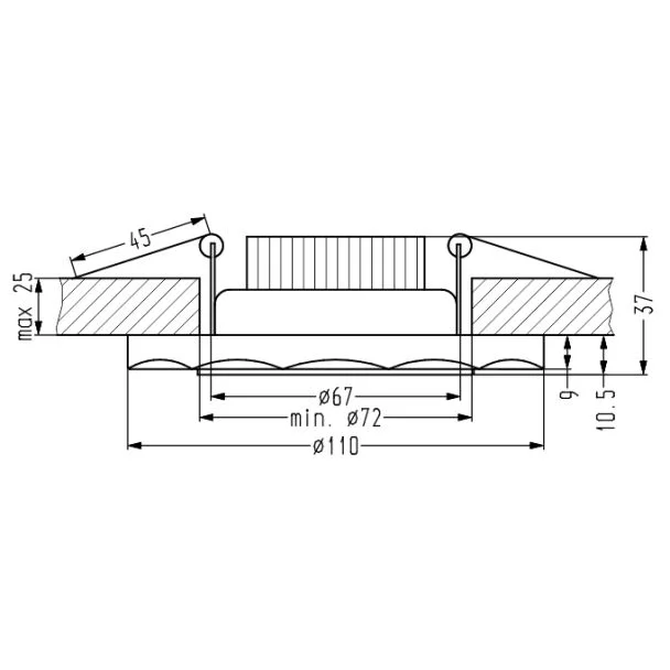 CANDELLUX 2263939 SSP-25 CH/TR+WH 8W LED 230V RING LED BIAŁY oczko sufitowe lampa sufitowa OKRĄGŁA SZLIF SZKŁO TRANSPARENTNE