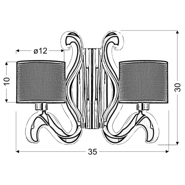 CANDELLUX 22-33529 AMBROSIA 3 KINKIET 2X40W E14 + 12,3W LED MIEDZIANY