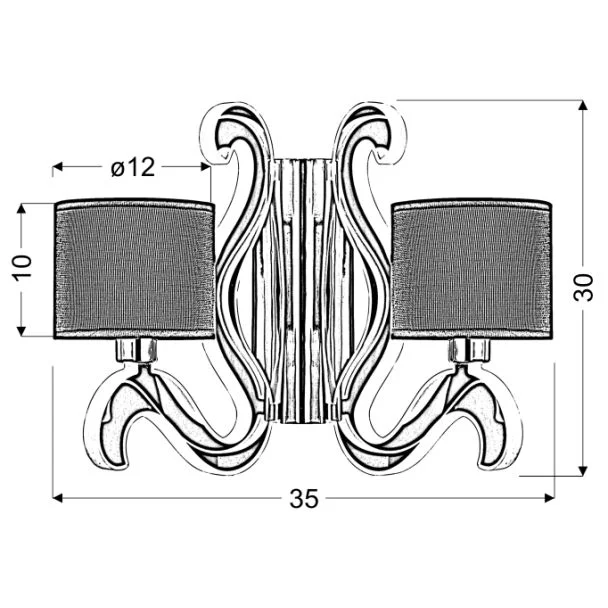 CANDELLUX 22-33529 AMBROSIA 3 KINKIET 2X40W E14 + 12,3W LED MIEDZIANY