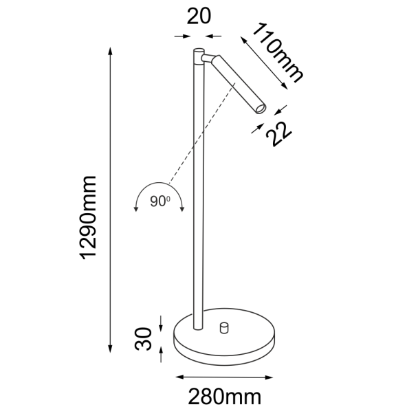 ANTIGO Lampa podłogowa Kosame F - Czarna (1290 mm) 7872