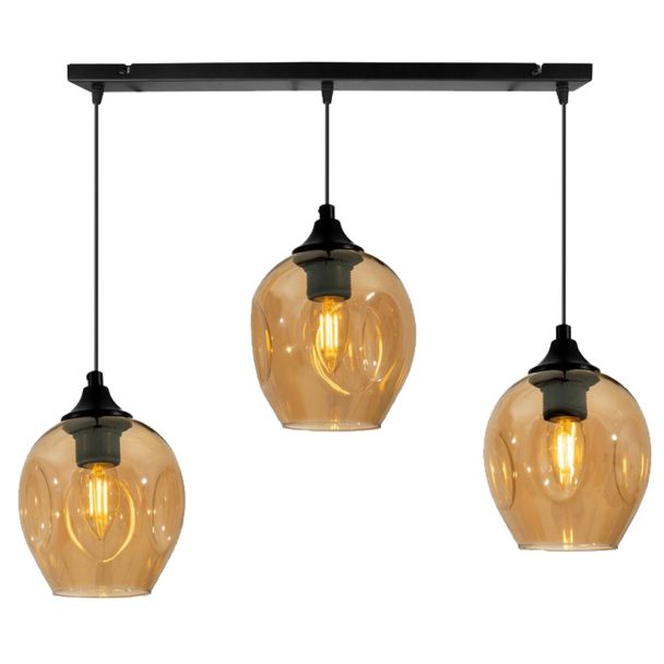 CANDELLUX 33-00606 ASPA LAMPA WISZĄCA CZARNY 3X40W E27 KLOSZ BRĄZOWY