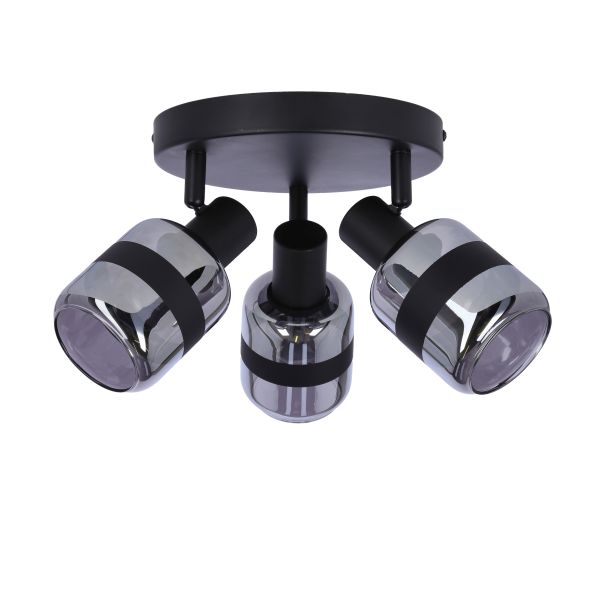 CANDELLUX 98-13439 YUKI LAMPA PLAFON CZARNY MATOWY 3X15W E14 KLOSZ DYMIONY