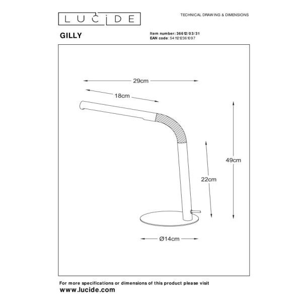 LUCIDE 36612/03/31 GILLY LAMPA STOJĄCA