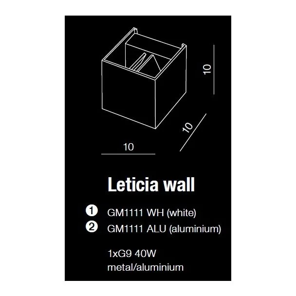 AZZARDO GM1111-ALU / AZ1057 Leticia (aluminium) Lampa ścienna / kinkiet