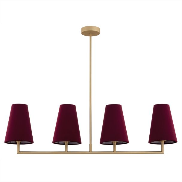 ARGON 1829 SAFIANO lampa wisząca 4 pł. bordowy, złoty