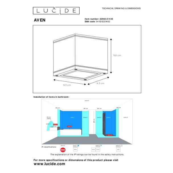 LUCIDE 22963/01/30 AVEN LAMPA SUFITOWA