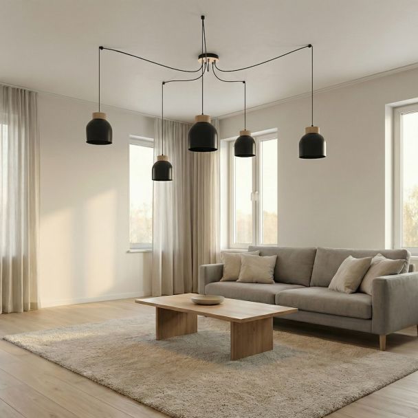 EMIBIG 1626/5 KRU 5 BLACK LAMPA WISZĄCA