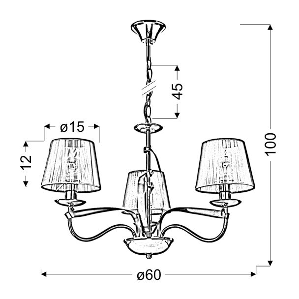 CANDELLUX 33-55057 DIVA ZWIS 3X40W E14 CHROM/MIEDŹ