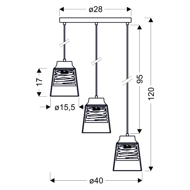 CANDELLUX 33-78988 FRESNO LAMPA WISZĄCA TALERZ CZARNY 3X60W E27 KLOSZ BEZBARWNY