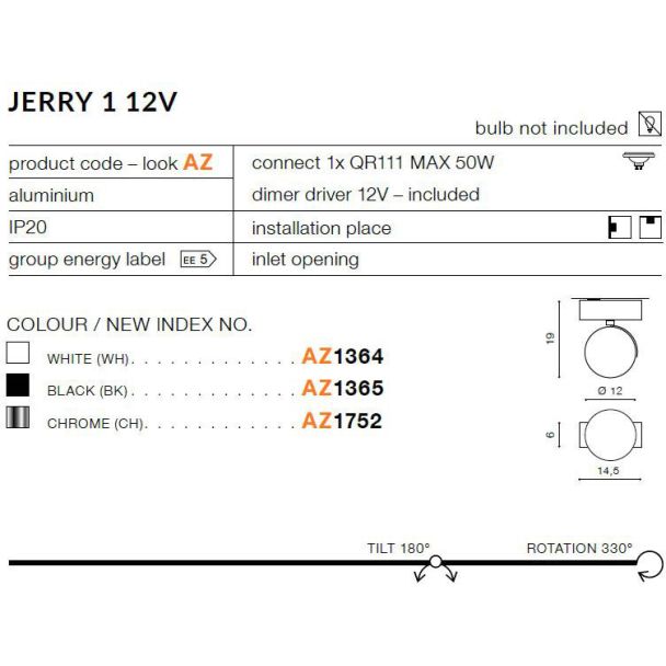 AZZARDO AZ1365 Jerry 1 12V (black)