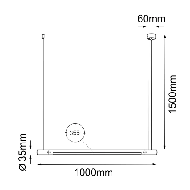 ANTIGO Lampa wisząca Ibara Z - Czarna (1000 mm) 5053