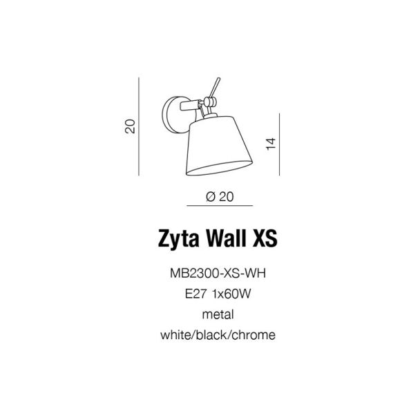 AZZARDO MB2300-XS-BK / AZ1565 Zyta Wall XS (black) Lampa ścienna / kinkiet