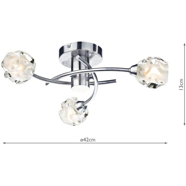 DAR SEA5346 SEATTLE 3LT SEMI FLUSH SAT CHR
