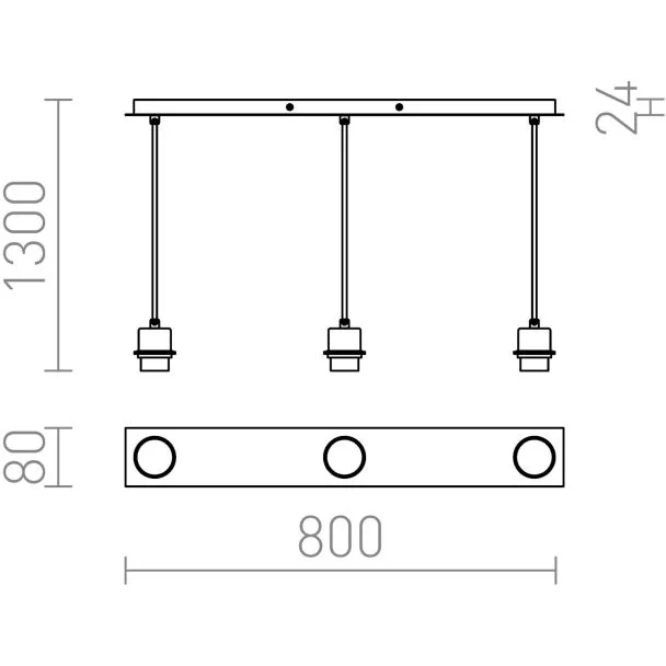 RENDL R11777 MORE 80 sufitowa wisząca podstawa chrom 230V E27 3x42W