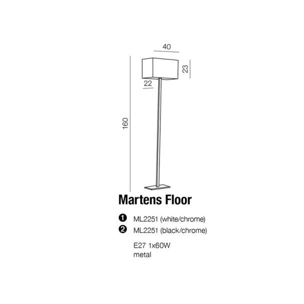 AZZARDO ML2251-BK / AZ1561 Martens floor shade bk Lampa podłogowa