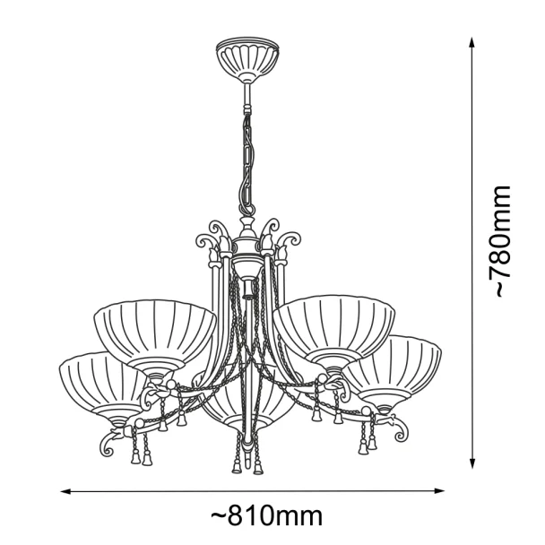 ANTIGO Lampa wisząca Granda 5 - Patyna połysk (810 mm) 8315
