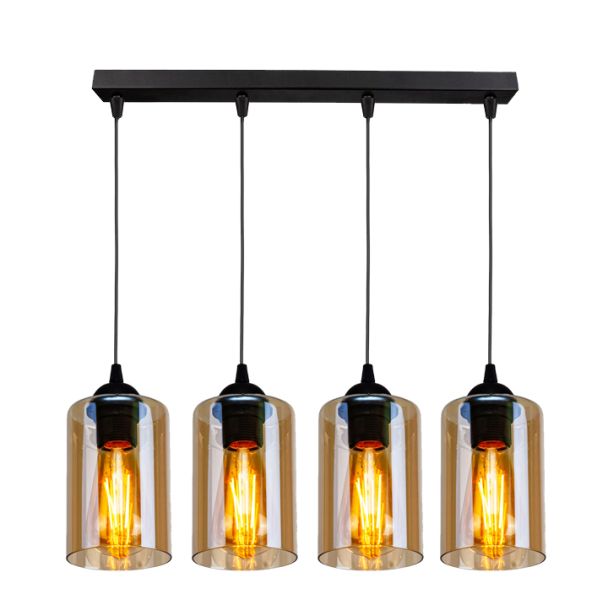 CANDELLUX 34-00552 BISTRO LAMPA WISZĄCA CZARNY 4X40W E27 KLOSZ BRĄZOWY