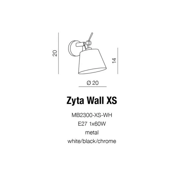 AZZARDO MB2300-XS-WH / AZ1533 Zyta Wall XS (white) Lampa ścienna / kinkiet