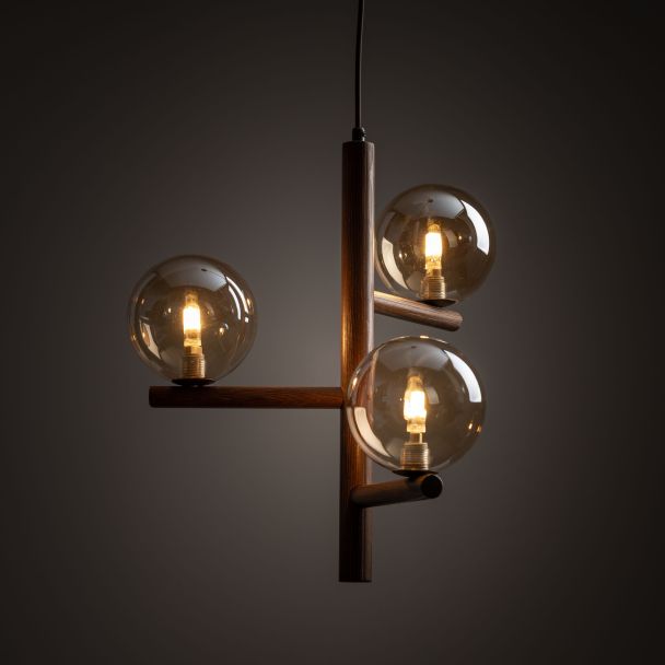 TK-LIGHTING 11095 ESTERA WOOD ORZECH BURSZTYN LAMPA WISZACA 3XG9