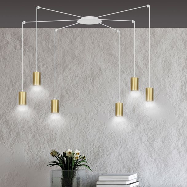 EMIBIG 527/6 LAMPA WISZĄCA TRAKER 6 WH/GOLD