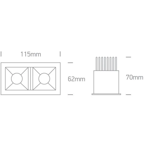 ONE LIGHT 50207B/W/W Abram 2 biały wpust COB LED 3000K 2x6,5W