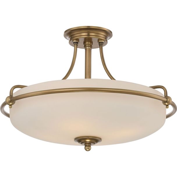 ELSTEAD Griffin QZ-GRIFFIN-SFM-WS 4 Light Semi-Flush Light - Weathered Brass