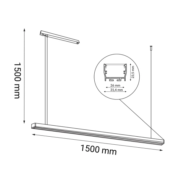 ANTIGO Lampa wisząca Hiate Line - Biała (1500 mm) 4000K 1855