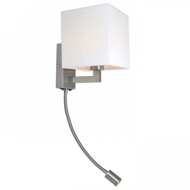 RENDL R12956 TAINA z abażurem biała nikiel mat 230V E27 LED 28+3W 25° 3000K