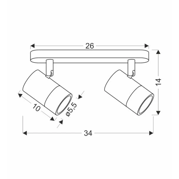 CANDELLUX 92-27467 TOBI LAMPA SUFITOWA LISTWA BIAŁY 2X15W GU10 KLOSZ BIAŁY+ZŁOTY