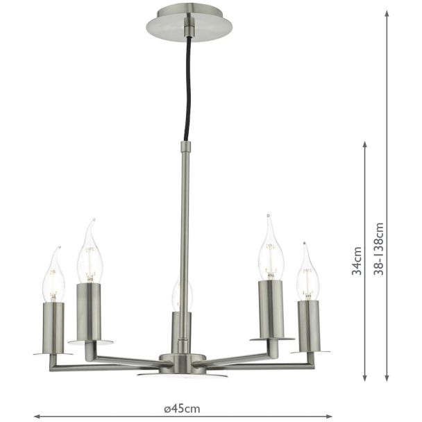 DAR TYL0538 TYLER 5LT HEIGHT ADJUSTABLE PENDANT SATIN NICKEL WITHOUT SHA
